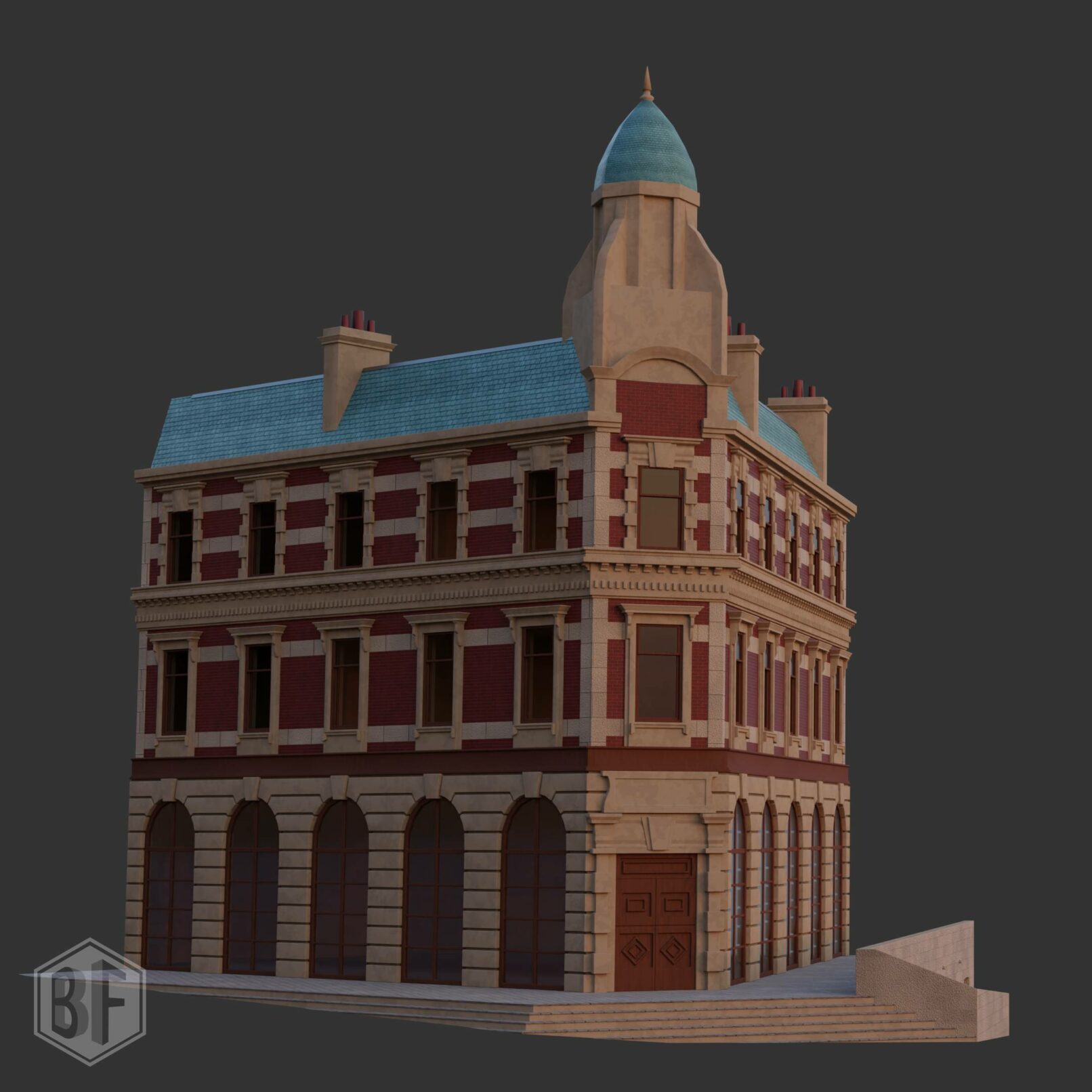 Modèle 3D d'architecture de style londonien.