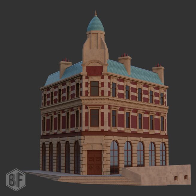 Modèle 3D d'architecture de style londonien.