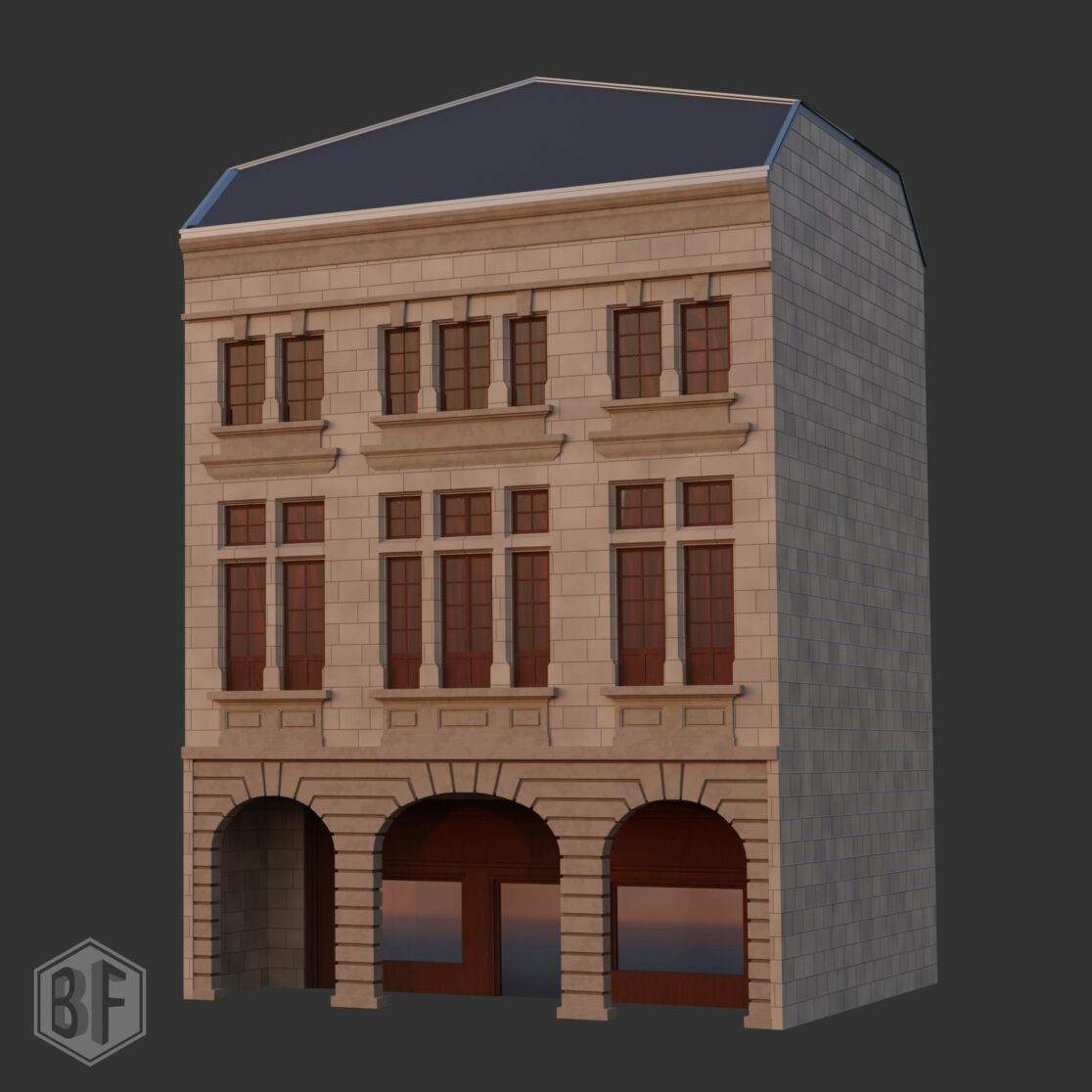 Modèle 3D d'architecture de style haussmannien.