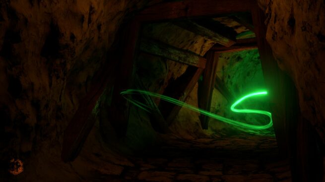 Poursuite d'un feu follet à travers les mines.