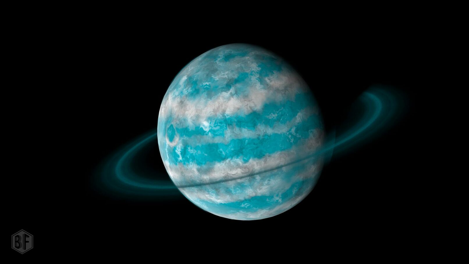 Vue spatiale d'une géante gazeuse procédurale.